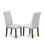 East West Furniture 3 Piece Dining Table Set Contains a Round Dining Table and 2 Linen Fabric Parson Chairs, (Finish Options)