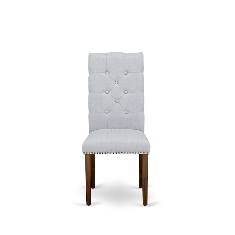 East West Furniture 3 Piece Dining Table Set Contains a Round Dining Table and 2 Linen Fabric Parson Chairs, (Finish Options)