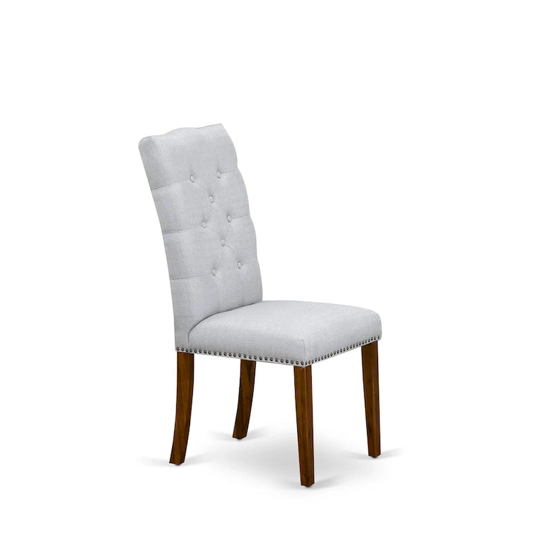East West Furniture 3 Piece Dining Table Set Contains a Round Dining Table and 2 Linen Fabric Parson Chairs, (Finish Options)