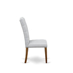 East West Furniture 3 Piece Dining Table Set Contains a Round Dining Table and 2 Linen Fabric Parson Chairs, (Finish Options)