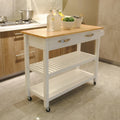 45 Wood Rolling Kitchen Island, Storage Utility Trolley Cart with 2 Drawers and Towel Rack