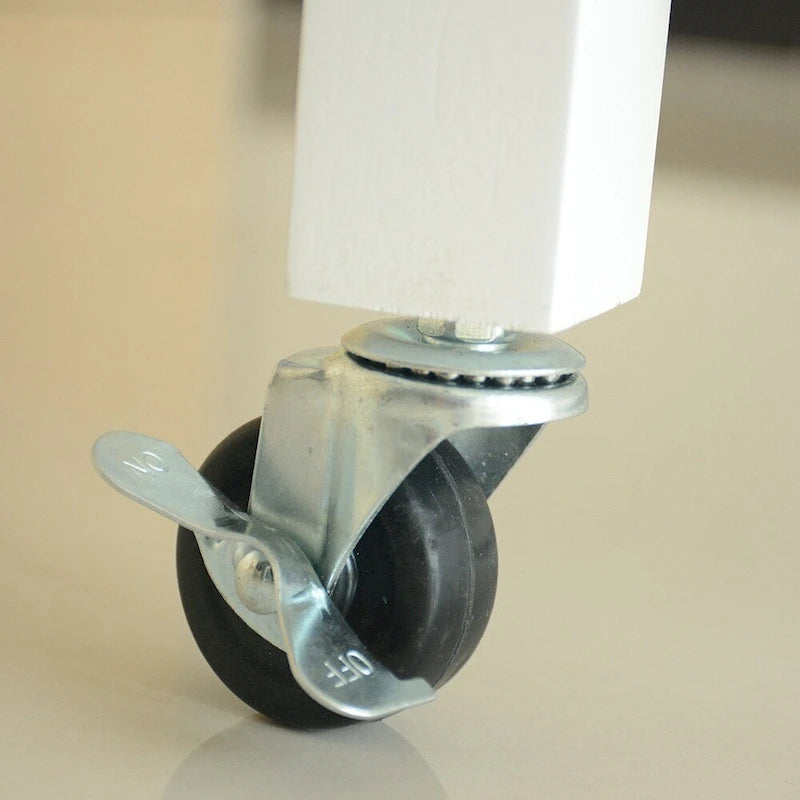 45 Wood Rolling Kitchen Island, Storage Utility Trolley Cart with 2 Drawers and Towel Rack