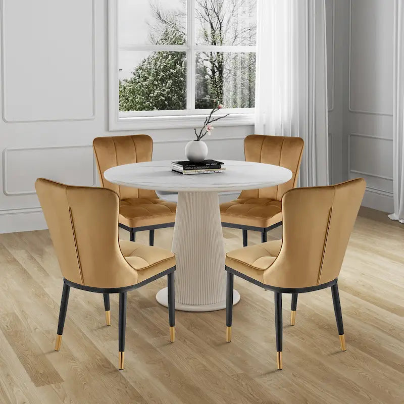 Modern Velvet Upholstered Dining Chairs, Set of 2/4 - 35.8H x 18.9W x 23.2D