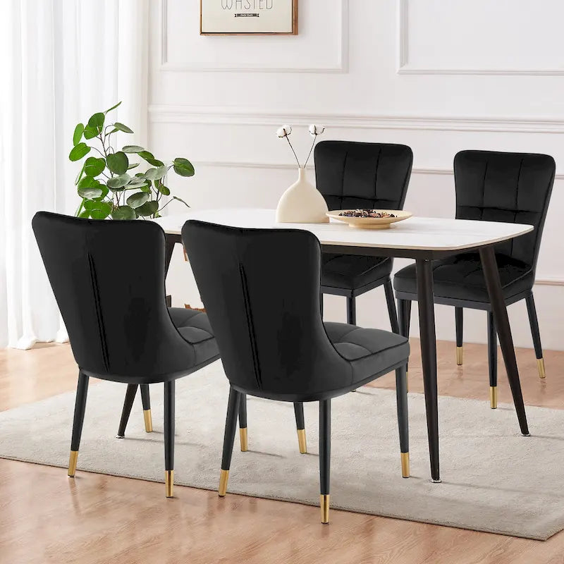 Modern Velvet Upholstered Dining Chairs, Set of 2/4 - 35.8H x 18.9W x 23.2D