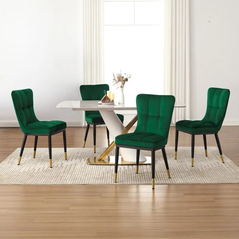 Modern Velvet Upholstered Dining Chairs, Set of 2/4 - 35.8H x 18.9W x 23.2D