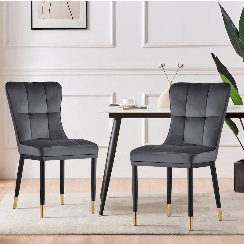 Modern Velvet Upholstered Dining Chairs, Set of 2/4 - 35.8H x 18.9W x 23.2D