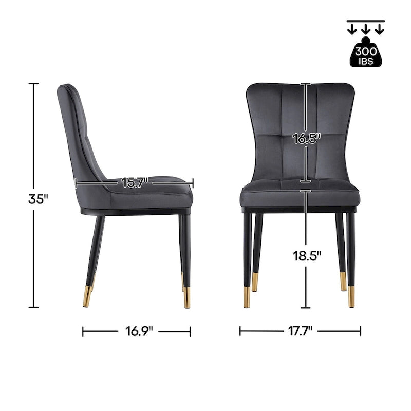 Modern Velvet Upholstered Dining Chairs, Set of 2/4 - 35.8H x 18.9W x 23.2D