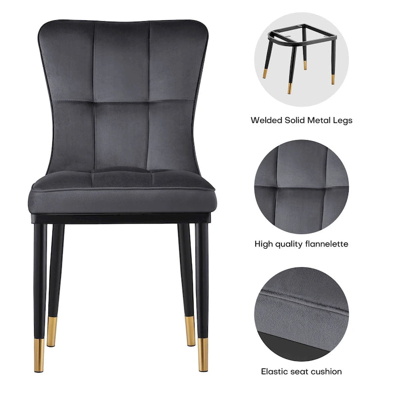 Modern Velvet Upholstered Dining Chairs, Set of 2/4 - 35.8H x 18.9W x 23.2D