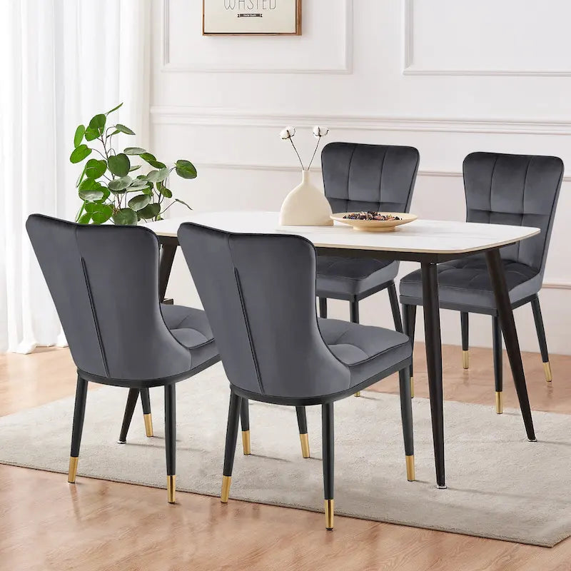 Modern Velvet Upholstered Dining Chairs, Set of 2/4 - 35.8H x 18.9W x 23.2D