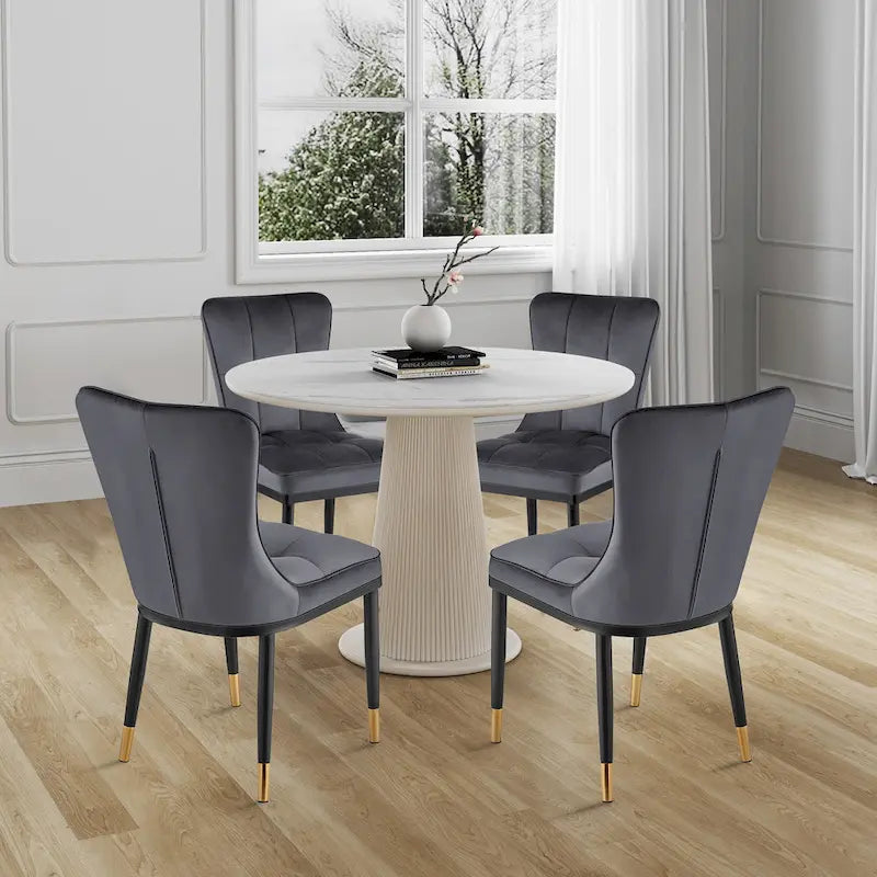 Modern Velvet Upholstered Dining Chairs, Set of 2/4 - 35.8H x 18.9W x 23.2D