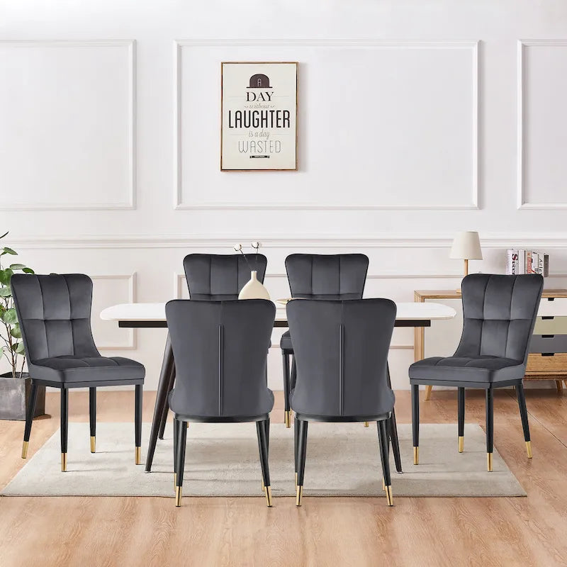 Modern Velvet Upholstered Dining Chairs, Set of 2/4 - 35.8H x 18.9W x 23.2D