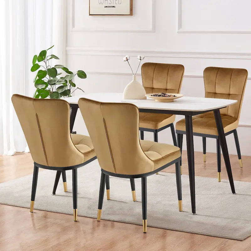 Modern Velvet Upholstered Dining Chairs, Set of 2/4 - 35.8H x 18.9W x 23.2D
