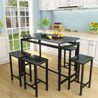Dining Table Set for 4, Industrial Kitchen & Dining Room Table Sets with 4 Square Stools, Counter Height Bar Table Set