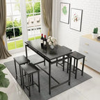 Dining Table Set for 4, Industrial Kitchen & Dining Room Table Sets with 4 Square Stools, Counter Height Bar Table Set