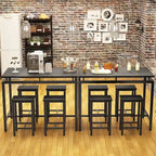 Dining Table Set for 4, Industrial Kitchen & Dining Room Table Sets with 4 Square Stools, Counter Height Bar Table Set