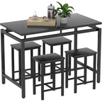 Dining Table Set for 4, Industrial Kitchen & Dining Room Table Sets with 4 Square Stools, Counter Height Bar Table Set