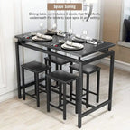Dining Table Set for 4, Industrial Kitchen & Dining Room Table Sets with 4 Square Stools, Counter Height Bar Table Set