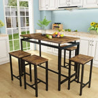 Dining Table Set for 4, Industrial Kitchen & Dining Room Table Sets with 4 Square Stools, Counter Height Bar Table Set