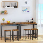 Dining Table Set for 4, Industrial Kitchen & Dining Room Table Sets with 4 Square Stools, Counter Height Bar Table Set