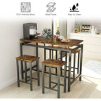 Dining Table Set for 4, Industrial Kitchen & Dining Room Table Sets with 4 Square Stools, Counter Height Bar Table Set