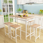 Dining Table Set for 4, Industrial Kitchen & Dining Room Table Sets with 4 Square Stools, Counter Height Bar Table Set