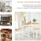 Dining Table Set for 4, Industrial Kitchen & Dining Room Table Sets with 4 Square Stools, Counter Height Bar Table Set