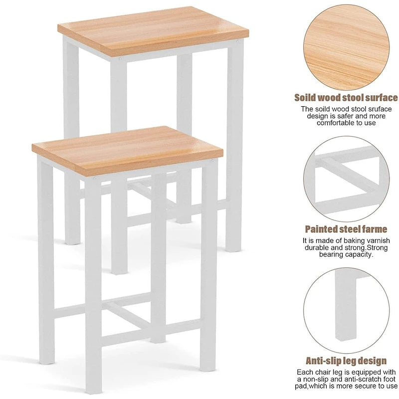 Dining Table Set for 4, Industrial Kitchen & Dining Room Table Sets with 4 Square Stools, Counter Height Bar Table Set