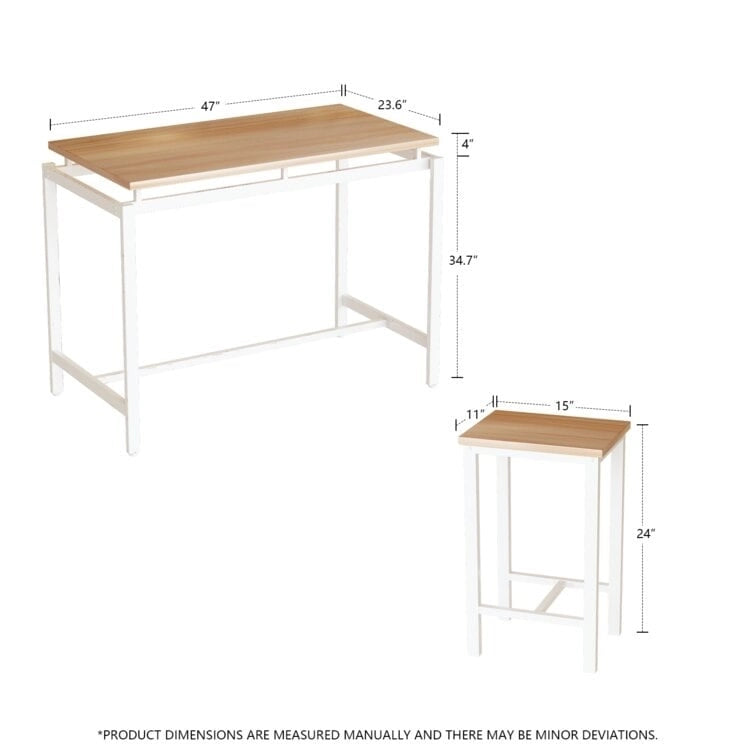 Dining Table Set for 4, Industrial Kitchen & Dining Room Table Sets with 4 Square Stools, Counter Height Bar Table Set