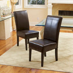 T-stitch Brown Leather Dining Chairs (Set of 2) by Christopher Knight Home