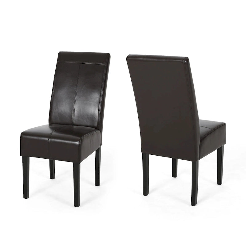 T-stitch Brown Leather Dining Chairs (Set of 2) by Christopher Knight Home