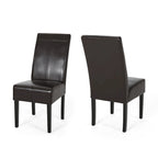 T-stitch Brown Leather Dining Chairs (Set of 2) by Christopher Knight Home