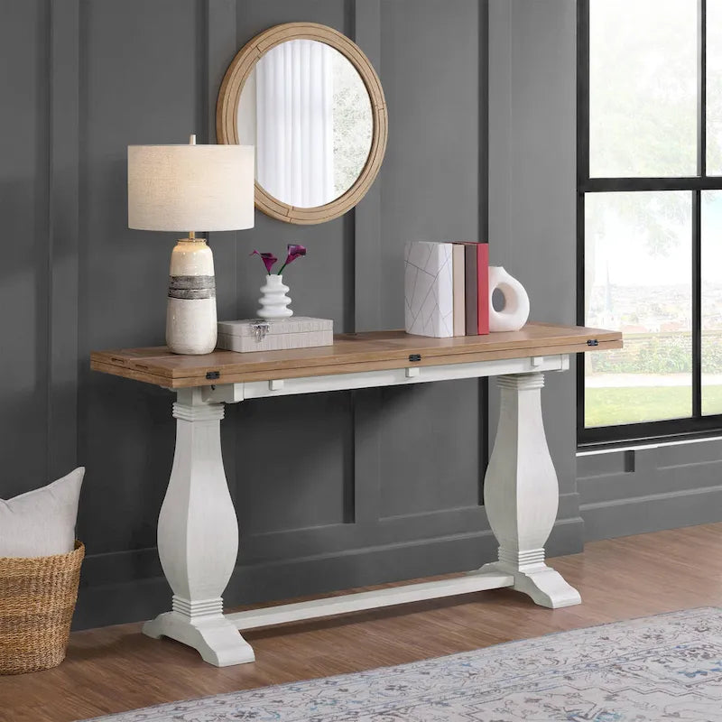 Napa 60 Solid Wood Pedestal Flip-top Sofa Console Table