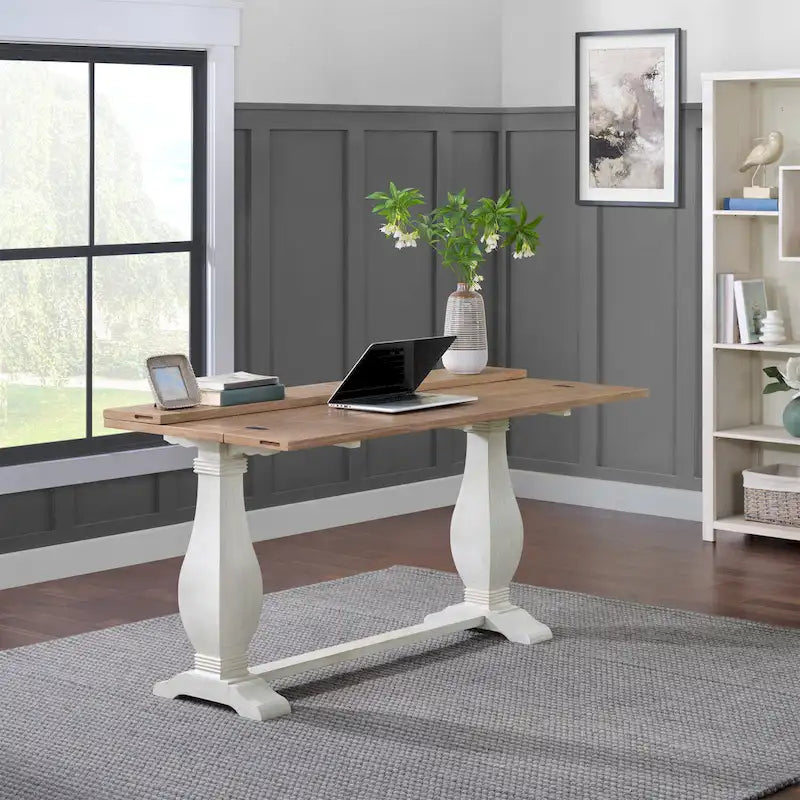 Napa 60 Solid Wood Pedestal Flip-top Sofa Console Table