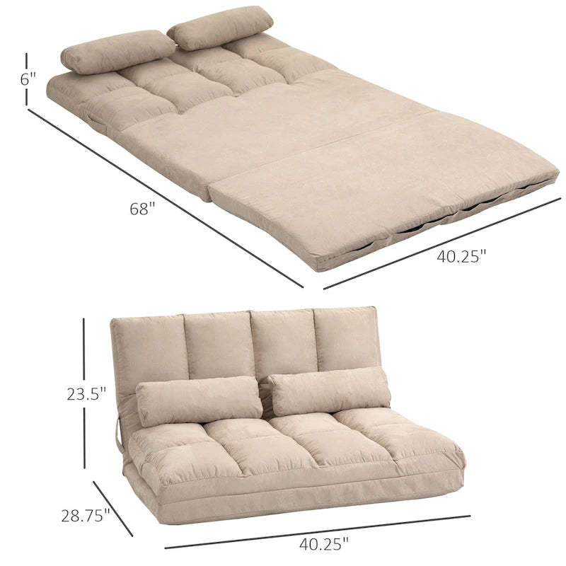 HOMCOM Convertible 7-position Floor Sofa Bed with Adjustable Backrest