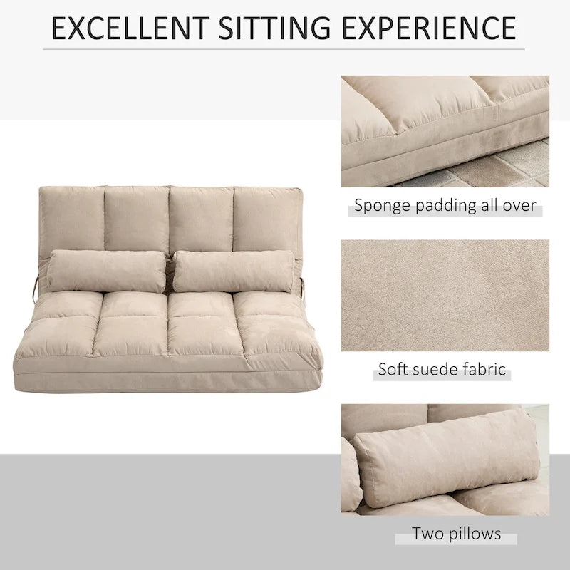 HOMCOM Convertible 7-position Floor Sofa Bed with Adjustable Backrest