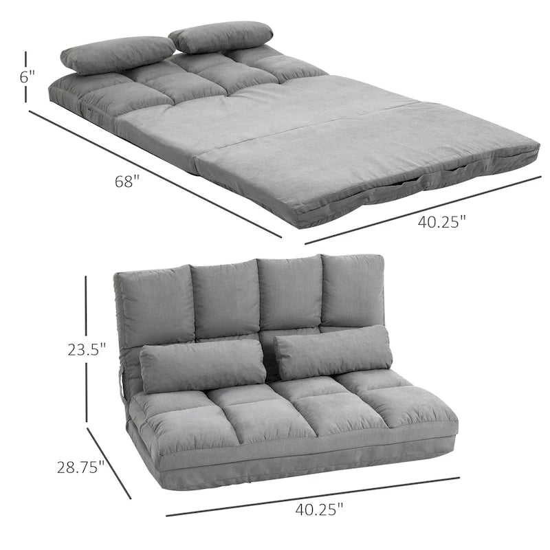 HOMCOM Convertible 7-position Floor Sofa Bed with Adjustable Backrest