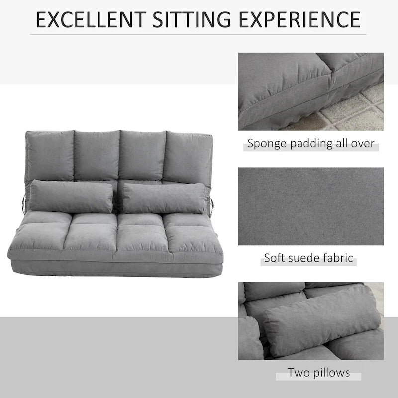 HOMCOM Convertible 7-position Floor Sofa Bed with Adjustable Backrest