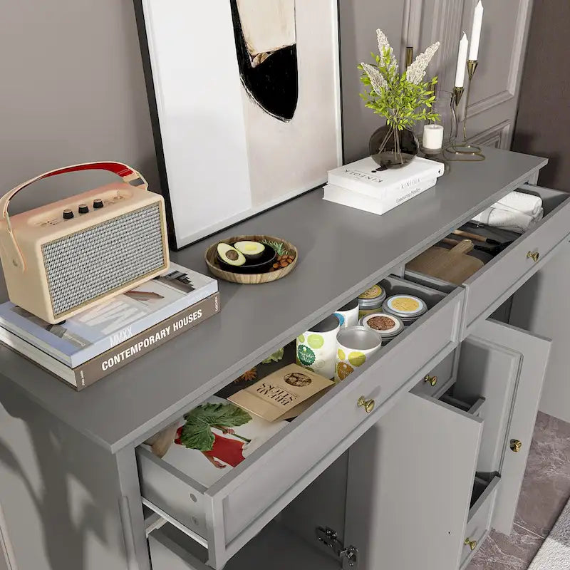 Combo Dresser Chest Storage Cabinet Buffet Sideboard White/Black/Grey