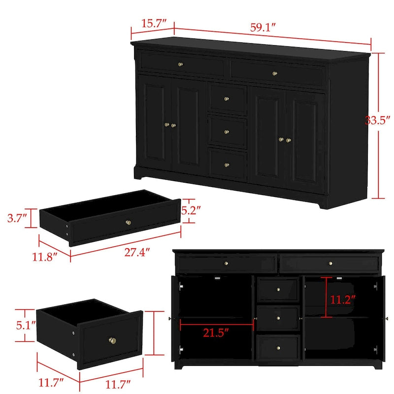 Combo Dresser Chest Storage Cabinet Buffet Sideboard White/Black/Grey