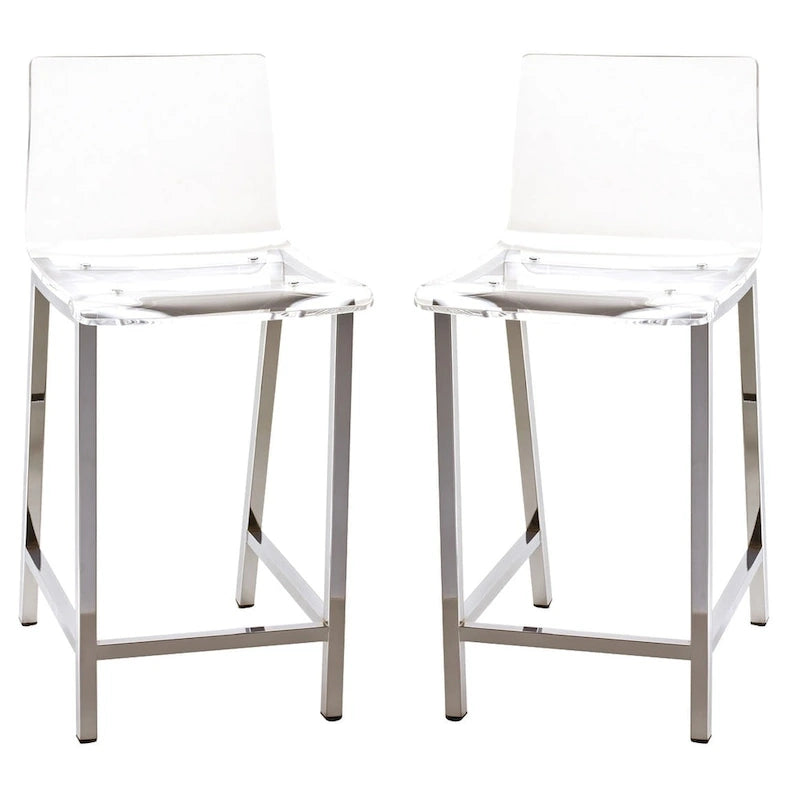 Pure Decor Clear Acrylic Counter Stool- Set of 2