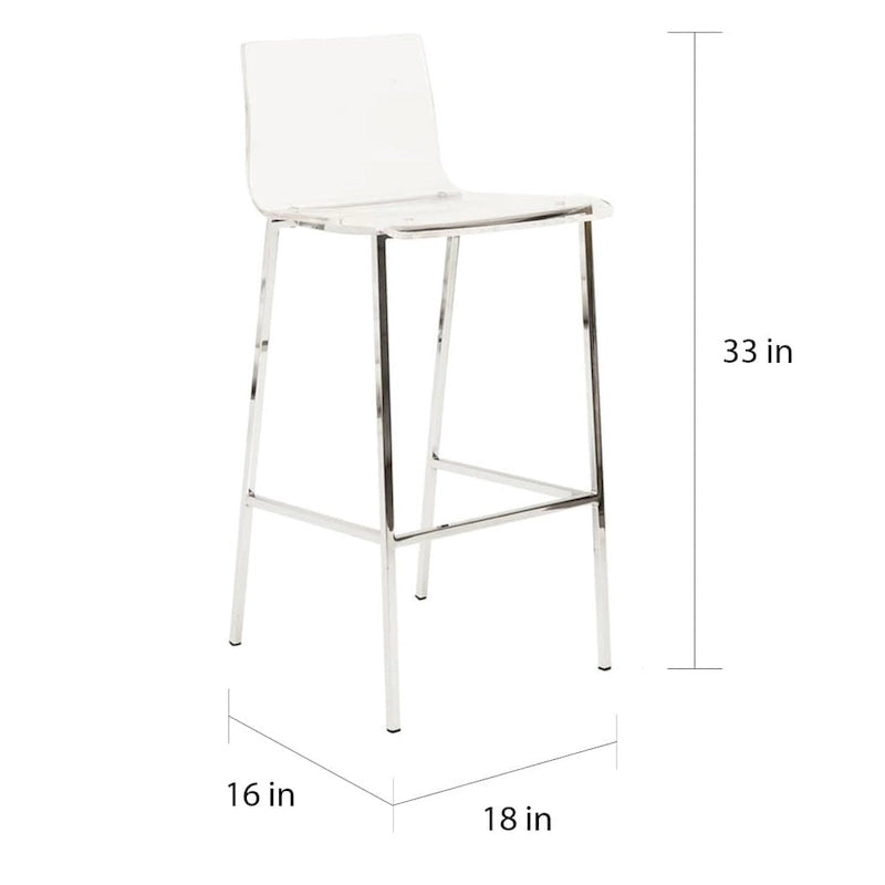 Pure Decor Clear Acrylic Counter Stool- Set of 2