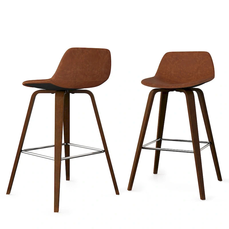 WYNDENHALL Cacey Mid Century Modern Bentwood Counter Height Stool (Set of 2) - 20.7 x 21.1 x 36.6