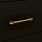 Elegant 9-Drawer Dresser with Gold Accents - Black Stripe Finish Chest