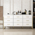 Elegant 9-Drawer Dresser with Gold Accents - Black Stripe Finish Chest