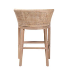 Papua Modern Bohemian Natural Rattan and Acacia Wood Counter Stool