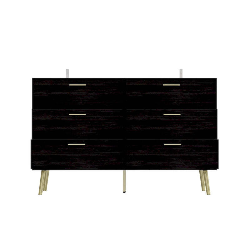 6 Drawer Larget Chest&Dresser With Golden Metal Handles