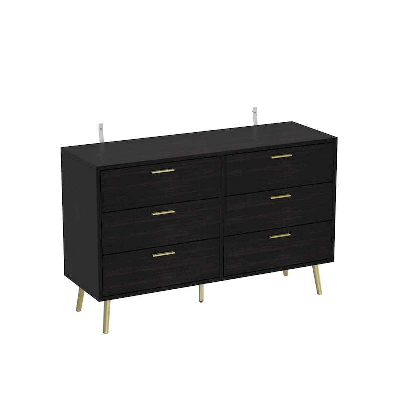 6 Drawer Larget Chest&Dresser With Golden Metal Handles