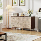 6-Drawer Storage Cabinet Dresser with Metal Legs for Bedroom Living Room Entryway