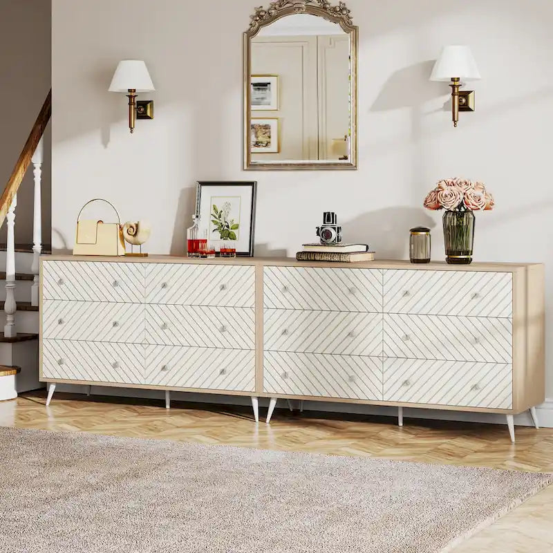 6-Drawer Storage Cabinet Dresser with Metal Legs for Bedroom Living Room Entryway