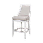 Ellis Swivel Bar Stool with High Back, White with Gray Seat